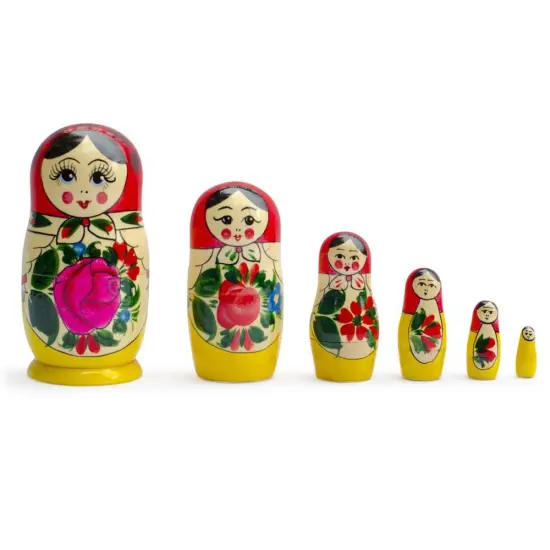 Set of 6 Wooden Dolls Nesting Dolls Semenov Matryoshka 5.75 Inches {1}