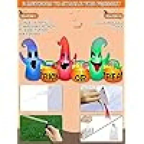 Three Ghosts with Pumpkin Candy Bags Halloween Decorations Outdoor {3}