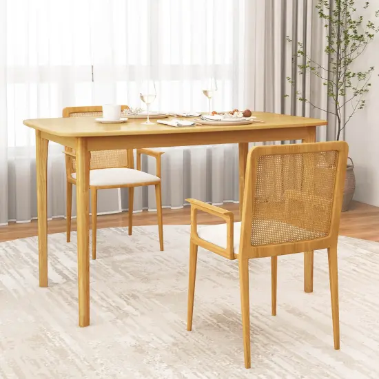 Costway 48" Wooden Dining Table Rectangular Farmhouse Kitchen with Solid Rubber Wood Legs Cherry/Natural {5}