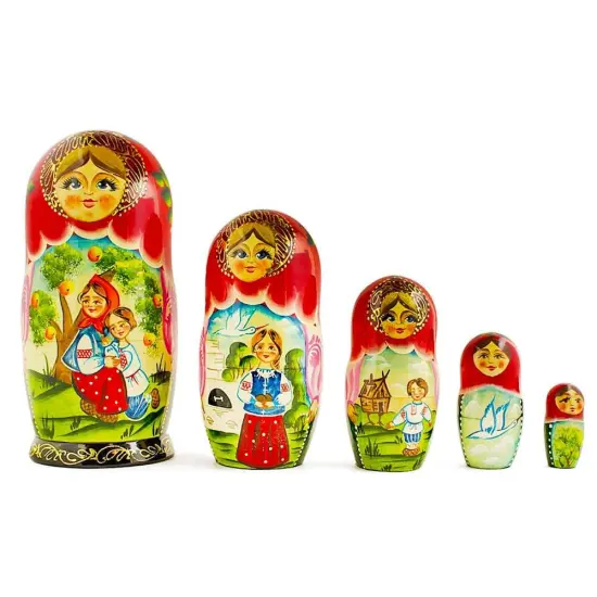 Set of 5 Fairy Tale Nesting Dolls 7 Inches {1}