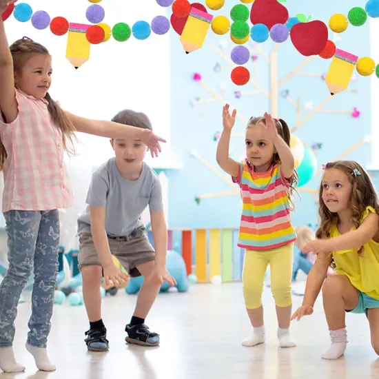 4 Pcs Pencil Apples Felt Ball Banner {3}