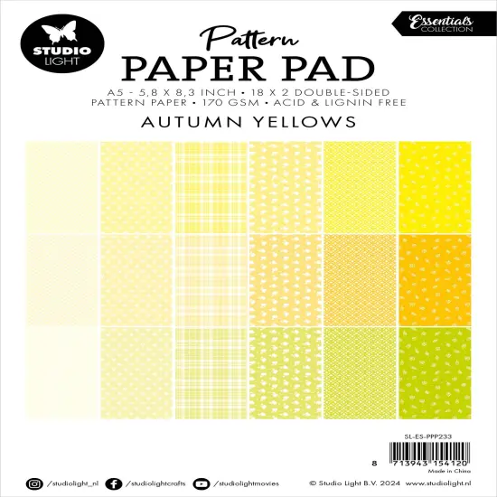 Studio Light Essentials Pattern Paper Pad 5.86"X8.26" 36/Pkg-Nr. 233, Shades Of Yellow {3}