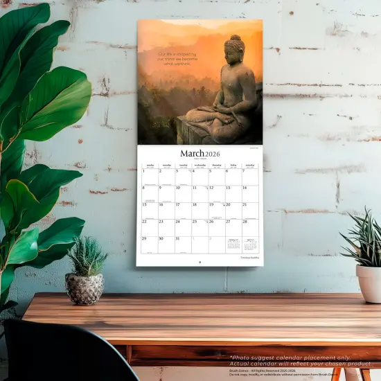 Timeless Buddha | 2026 12 x 24 Inch (Hanging) Monthly Square Wall Calendar | Plastic-Free {5}