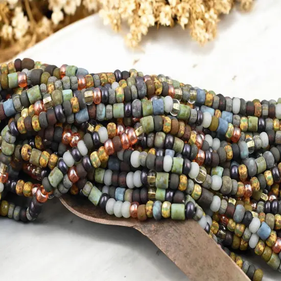 6/0 Aged Matte Fuji Picasso Tube Mix Seed Beads (20" Strand) {2}