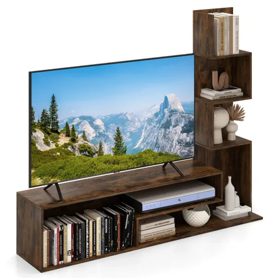 Costway Cube TV Stand for TVs up to 50" Media Console Table with L-shaped Storage Shelves {1}