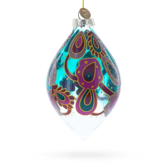 Teardrop Paisley Finial Glass Christmas Ornament {3}