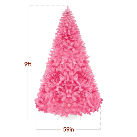 Best Choice Products Artificial Pink Christmas Full Tree Festive Holiday Decoration w/ Stand {2}