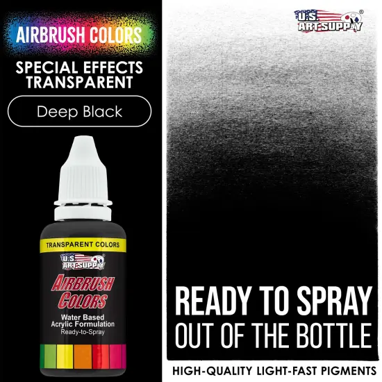 Deep Black, Transparent Acrylic Airbrush Paint, 1 oz. {2}