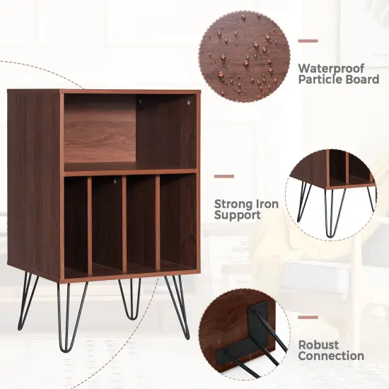 File Cabinet W/Split Storage Space Saving Standing Display Bookshelf Metal Legs {4}