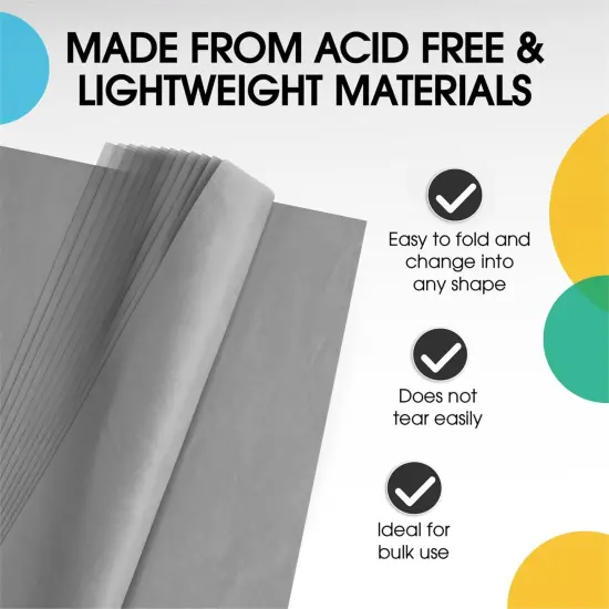 Tissue Paper for Gift Bags - 15" x 20"Bulk Tissue Paper Dark Blue 480 Sheets - 10lb Newsprint for Packing, Birthday Gift Box Filler, Packing Supplies for Moving SuppliesGray {3}