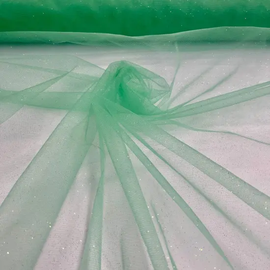 1 Yard Glitter Mesh Fabric 60" Width, 100% Polyester Sheer Sparkle for Dresses & Decor Lt. Green {1}
