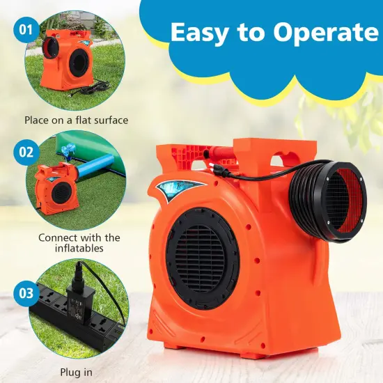 Costway 2 HP/1500W Air Blower Commercial Inflatable Bounce House Blower for Water Slide {6}