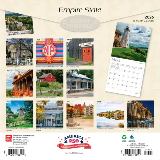 Empire State | New York Places | 2026 12 x 24 Inch (Hanging) Monthly Square Wall Calendar | Plastic-Free {2}