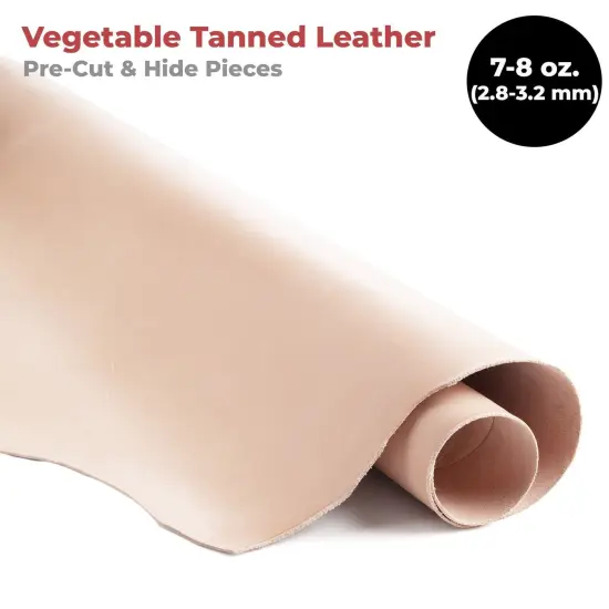 ELW Tooling Leather Vegetable Tanned Full Grain Leather 7-8 oz.(3.2 mm) Pre-Cut Square Cowhide Full Grain Leathercraft for Holsters Knife Sheaths Coasters Molding Emboss Stamp Cases {1}