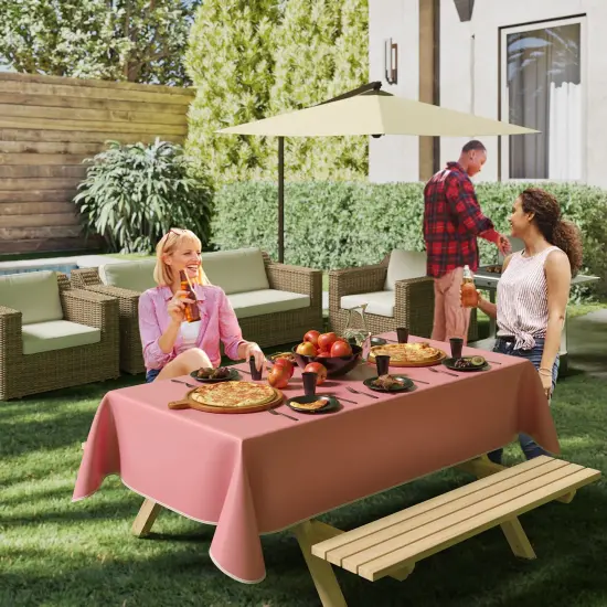 Exquisite Vinyl Tablecloth &ndash; 54" x 108" &ndash; Pack of 1 &ndash; Rectangular Plastic Table Cover with Flannel Backing &ndash; Reusable & Waterproof Tablecloth for Events and Parties Pink {5}