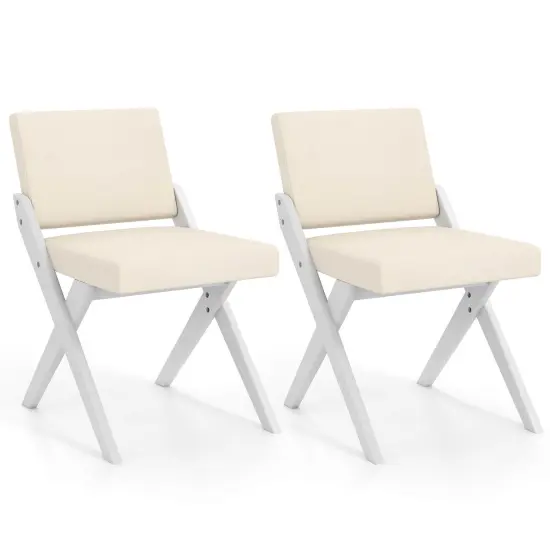 Costway Wooden Dining Chairs of 2/4 with Rubber Wood Frame Padded Cushions Curved Back {7}