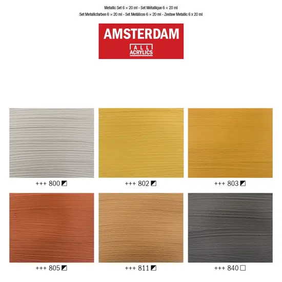 Amsterdam Standard Acrylic Paint Set 20ml 6/Pkg-Metallic {4}
