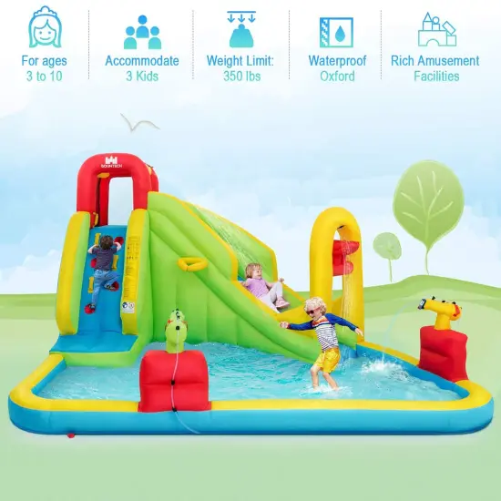 Costway Inflatable Water Slide Kids Splash Pool Bounce House with 480w Blower {4}