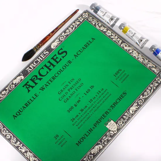 Arches Aquarelle Cold Pressed Watercolor Block 10"X14"- 140lb, 20 Sheets {3}