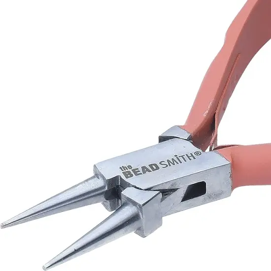 The Beadsmith Satin Touch Round Nose Pliers, 5.75 inches (145mm) with polished steel head, comfortable contoured grip handles and double-leaf springs, tool for jewelry making {7}