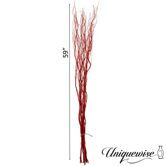 Uniquewise 12pc 59" Natural Dried Willow Twigs - Ideal Sticks for DIY Crafts Decorative Stems Floral Arrangements Floor Vase Fillers Wedding Centerpieces Event Decorations and Home D&eacute;cor Accents, Red {3}