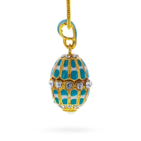 Aquamarine Enamel Royal Egg Pendant Necklace {4}