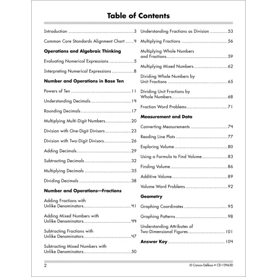 Carson Dellosa 5th Grade Math Workbook, Algebra, Word Problems, Place Value, Multiplication, Division, Fractions, Decimals, Geometry, and More, Classroom or Homeschool Curriculum {3}
