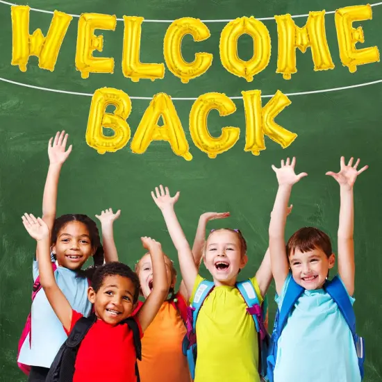 Welcome Back Foil Mylar Balloon Gold {5}