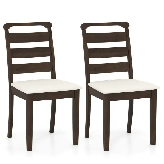 Costway Modern Dining Chair Set of 2/4 Upholstered Farmhouse Chairs with Rubber Wood Frame {7}