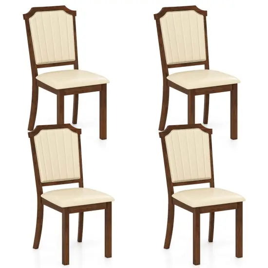 Costway Dining Chair Set of 2/4 Upholstered Kitchen Chair with PU Leather & Rubber Wood Frame {1}