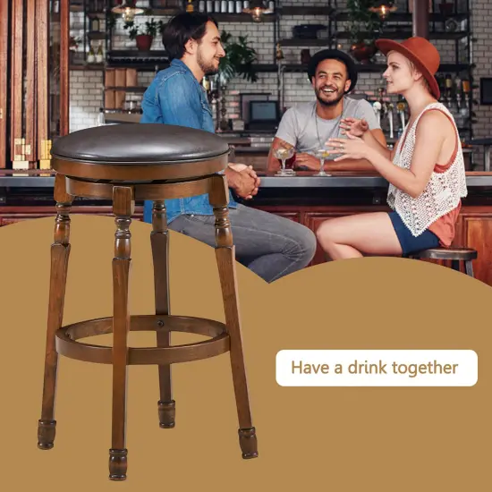 Costway Set of 4 29'' Swivel Bar Stool Leather Padded Dining Kitchen Pub Chair Backless {6}