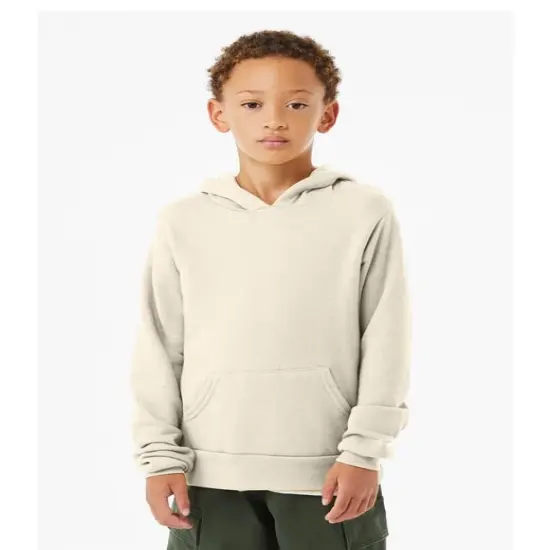 Bella + Canvas&reg; Youth Sponge Fleece Pullover Long Sleeve Hooded Sweatshirt NATURAL {1}
