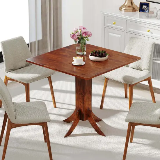 Costway Square Dining Table with Pedestal Base 33" Wooden Kitchen Table for 2-4 People {6}