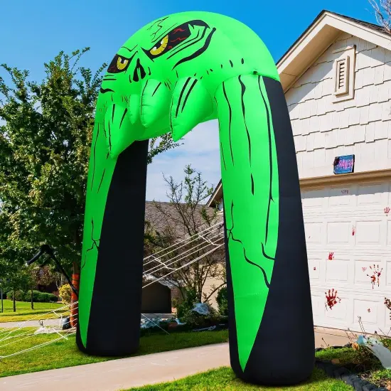 GOOSH 10 FT Halloween Inflatables Archway Blow Up Yard Monster Mouth Archway with Built-in LEDs {4}