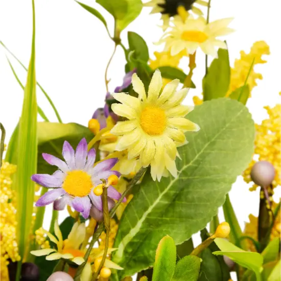 Northlight Daisy and Berry Floral Spring Wreath, Yellow and Purple 25" {6}