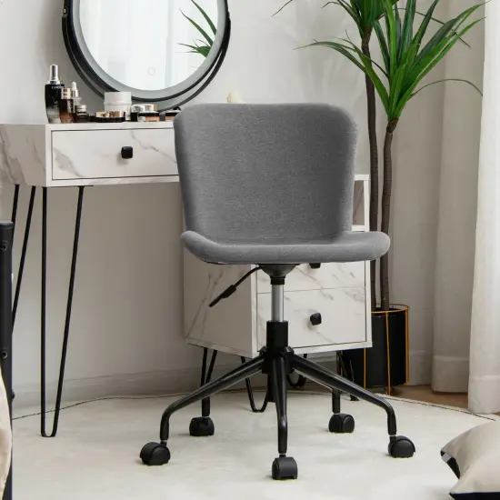 Costway Mid Back Armless Office Chair Adjustable Swivel Linen Task Chair {4}