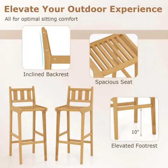 Costway 3 PCS Patio Bar Set Round Cocktail Table with 2 Armless Bar Height Stools {5}