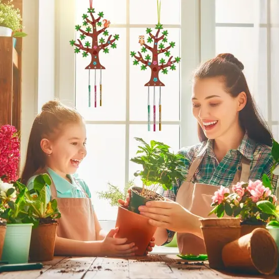 10 Pack Spring Wind Chime Kit for Kids Make You Own Spring Tree Wind Chime Wooden Arts and Crafts for Girls Boys {3}