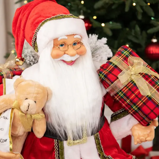 Northlight 3' Traditional Santa Claus Sitting on Decorative Locomotive Train Car Christmas Figure Red {5}