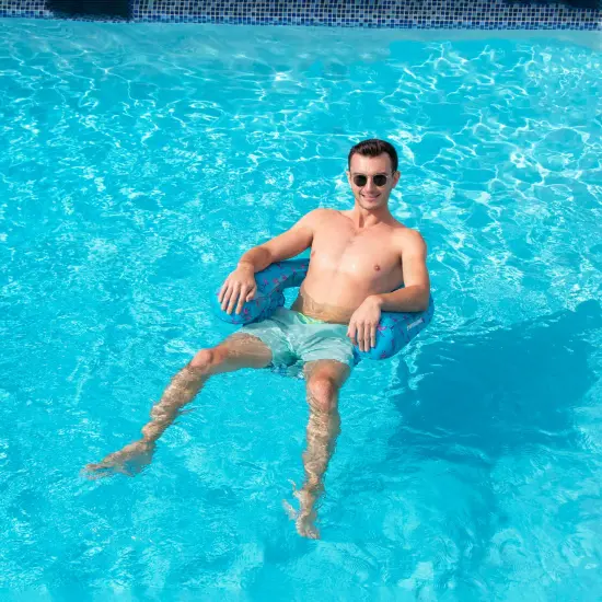 Swimline Flamingo Fabric Covered Floating U-Seat Pool Chair Float - 32" Blue {3}