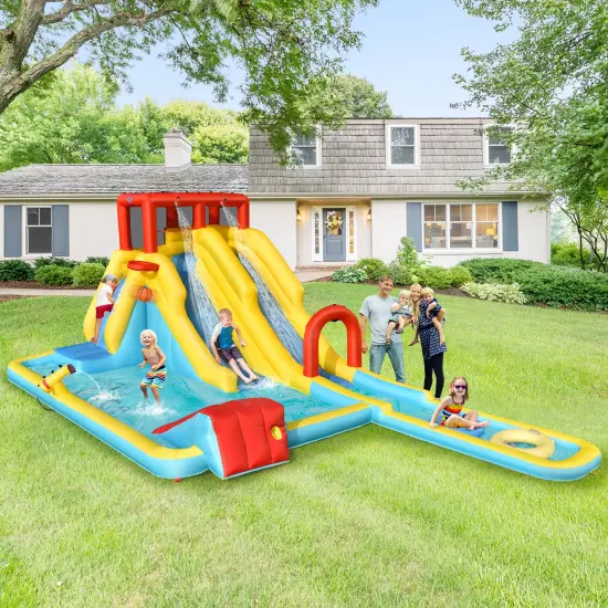 Costway 7 in 1 Inflatable Dual Slide Water Park Climbing Bouncer {9}