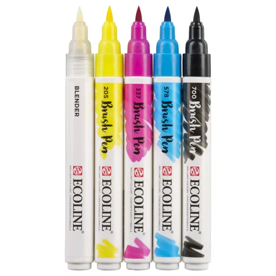 Ecoline Watercolor Brushpen Set 5/Pkg-Primary {4}