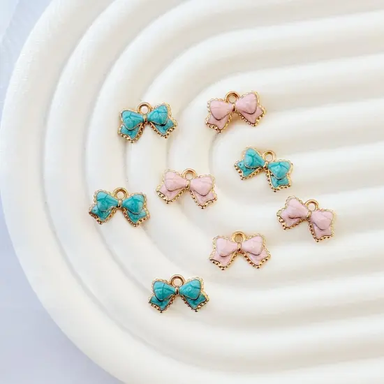 Wrapables Nature Charms for Jewelry Making Enamel Pendants, (Set of 20), Blue Bow {6}