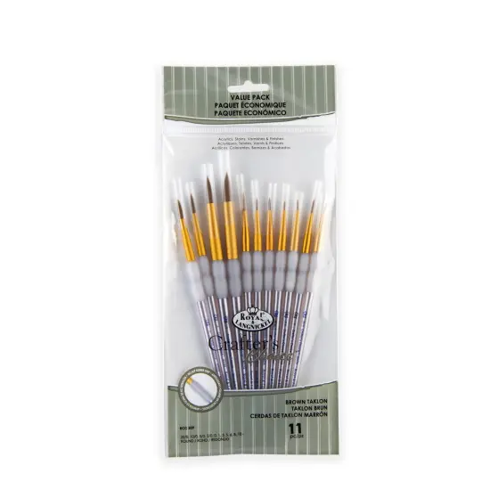 RCC 309 | Crafter's Choice&trade; 11pc Brown Taklon Round Brush Set {1}