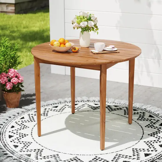 Costway Round Outdoor Dining Table for 4 People 36 inch Acacia Wood Patio Table for Yard {1}