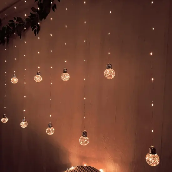 200 LED Window Curtain String Lights with Remote (Orange) {2}
