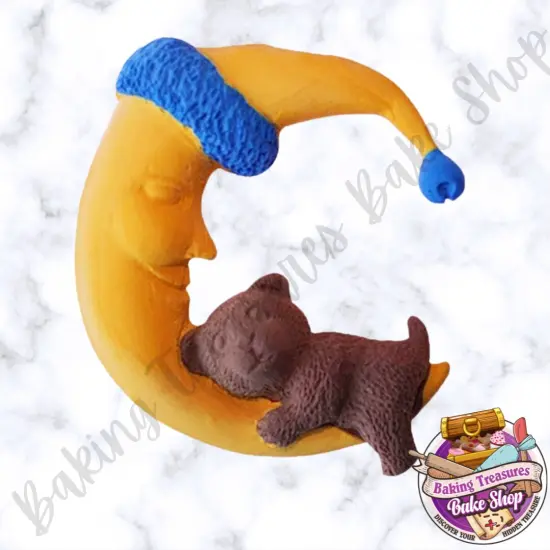 Large- Bear on the moon Silicone Mold {2}