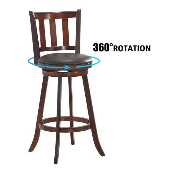 Costway Set of 4 29.5'' Swivel Bar Stool Leather Padded Dining Kitchen Pub Bistro Chair Low Back {5}