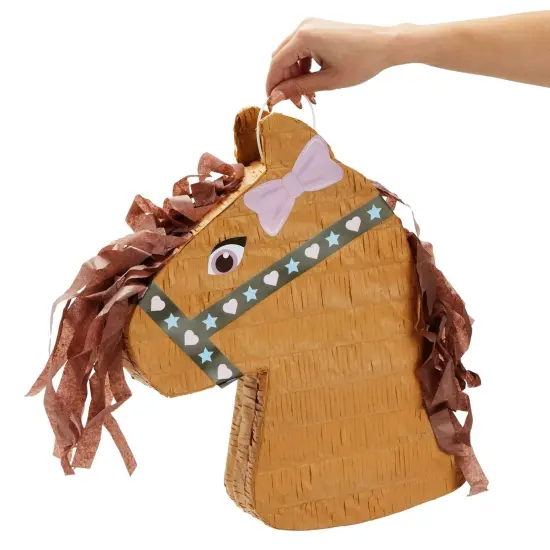 Pony Design Pinata for Horse Themed Cowgirl Birthday Party Supplies, Small (12x16x3 in), For Ages 3+ Brown {5}