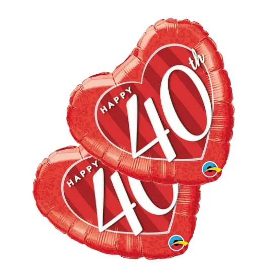 Happy 40th Damask Heart 18 Inch Foil Mylar Balloon {3}